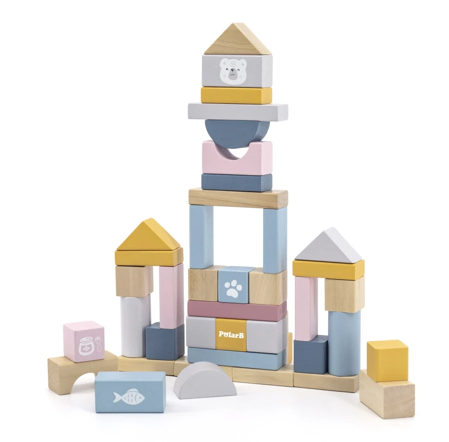 PolarB 60 Stuks Houten Blokken 44010 4 PolarB 60 Stuks Houten Blokken 44010 - Afbeelding 2