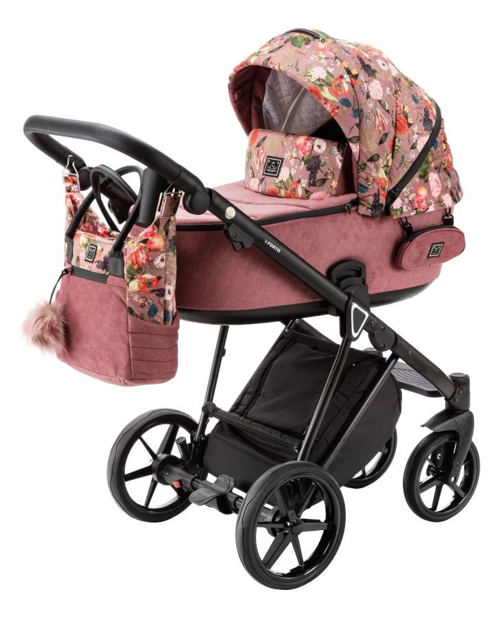 Adamex Porto Flowers Pink 2-in-1 Kinderwagen FL-2 3 Adamex Porto Flowers Pink 2-in-1 Kinderwagen FL-2