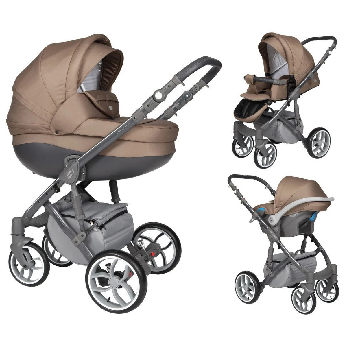 Baby Merc Faster 3 Grey/Brown Kinderwagen Incl. Autostoel FIII 100 4 Baby Merc Faster 3 Grey/Brown Kinderwagen Incl. Autostoel FIII 100 - Afbeelding 2