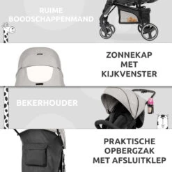 Babygo Basket Pink Melange Wandelwagen Incl. Autostoel 64013 -Babyproducten Winkel babygo basket pink melange wandelwagen 6403 5