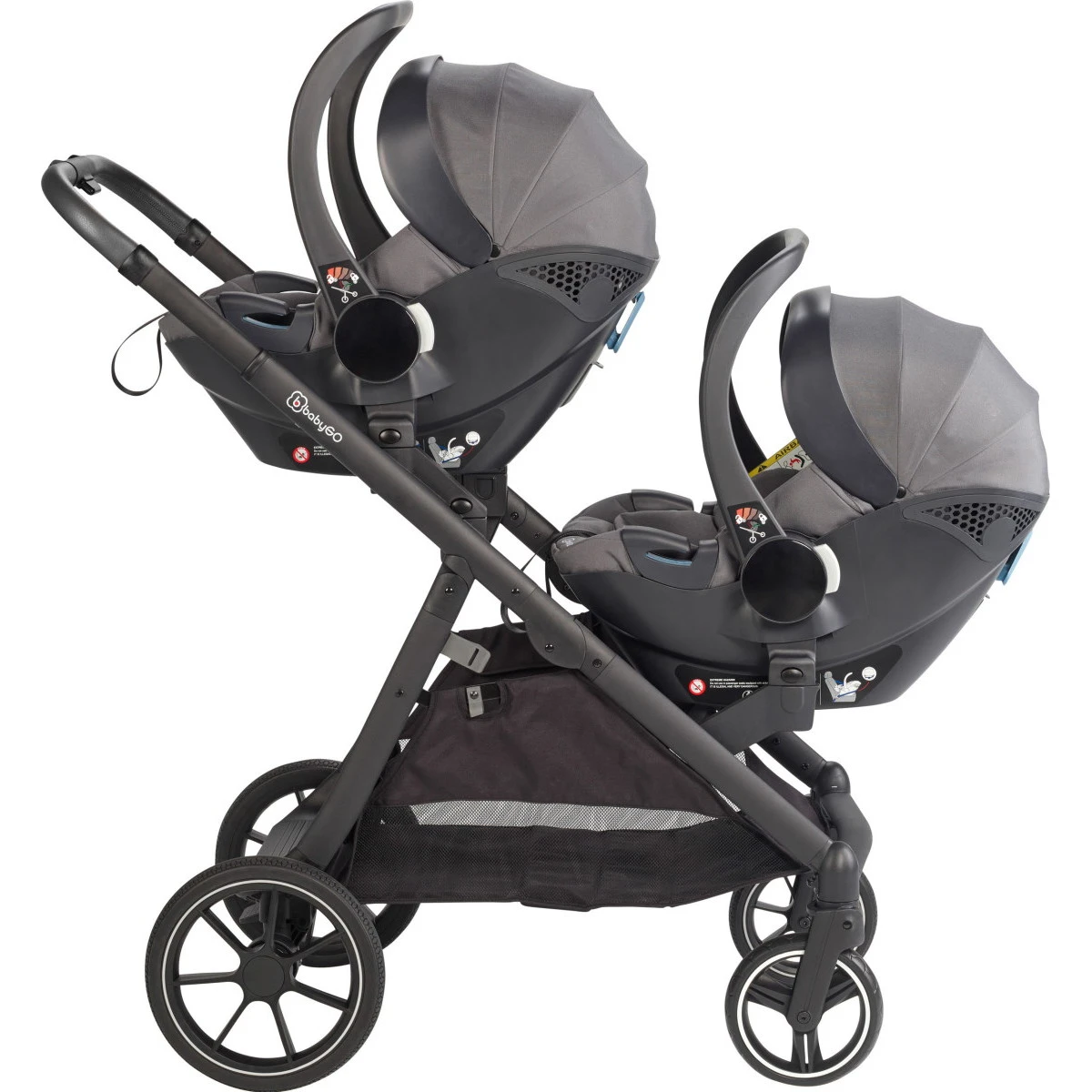 Babygo Duo Ultra Grey Tandem Kinderwagen Incl. 2 Autostoelen En 2 Ultrabase 780001 - Afbeelding 4