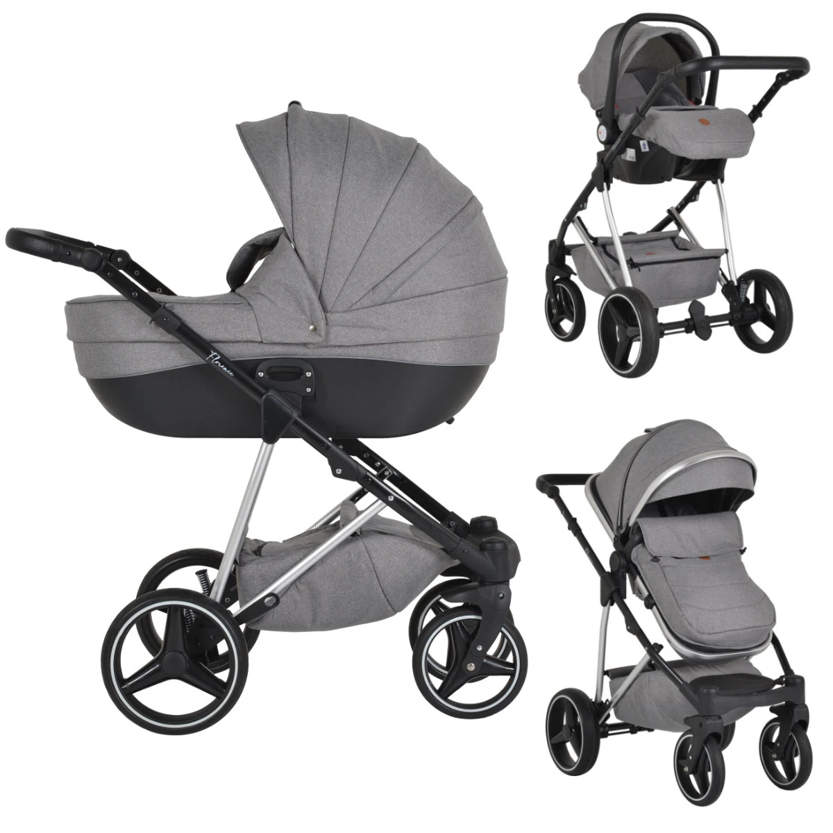 Cangaroo Florence Grey 3-in-1 Kinderwagen Incl. Autostoel 109996 3 Cangaroo Florence Grey 3-in-1 Kinderwagen Incl. Autostoel 109996