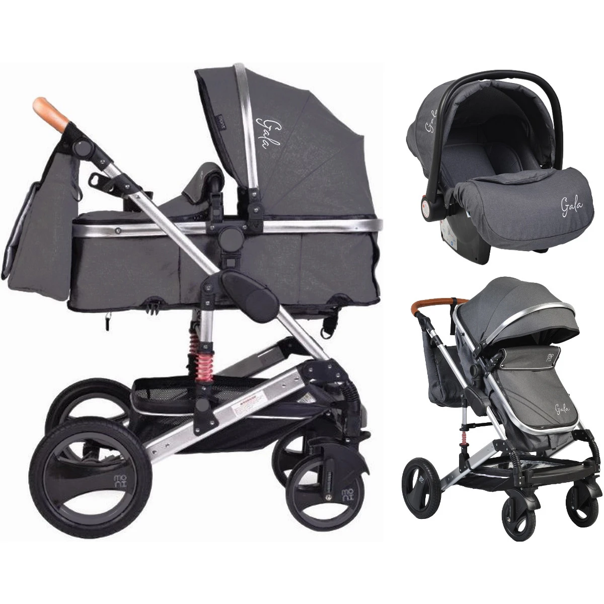 Cangaroo Gala Steel Grey 3-in-1 Combi Kinderwagen Incl. Autostoel 3 Cangaroo Gala Steel Grey 3-in-1 Combi Kinderwagen Incl. Autostoel