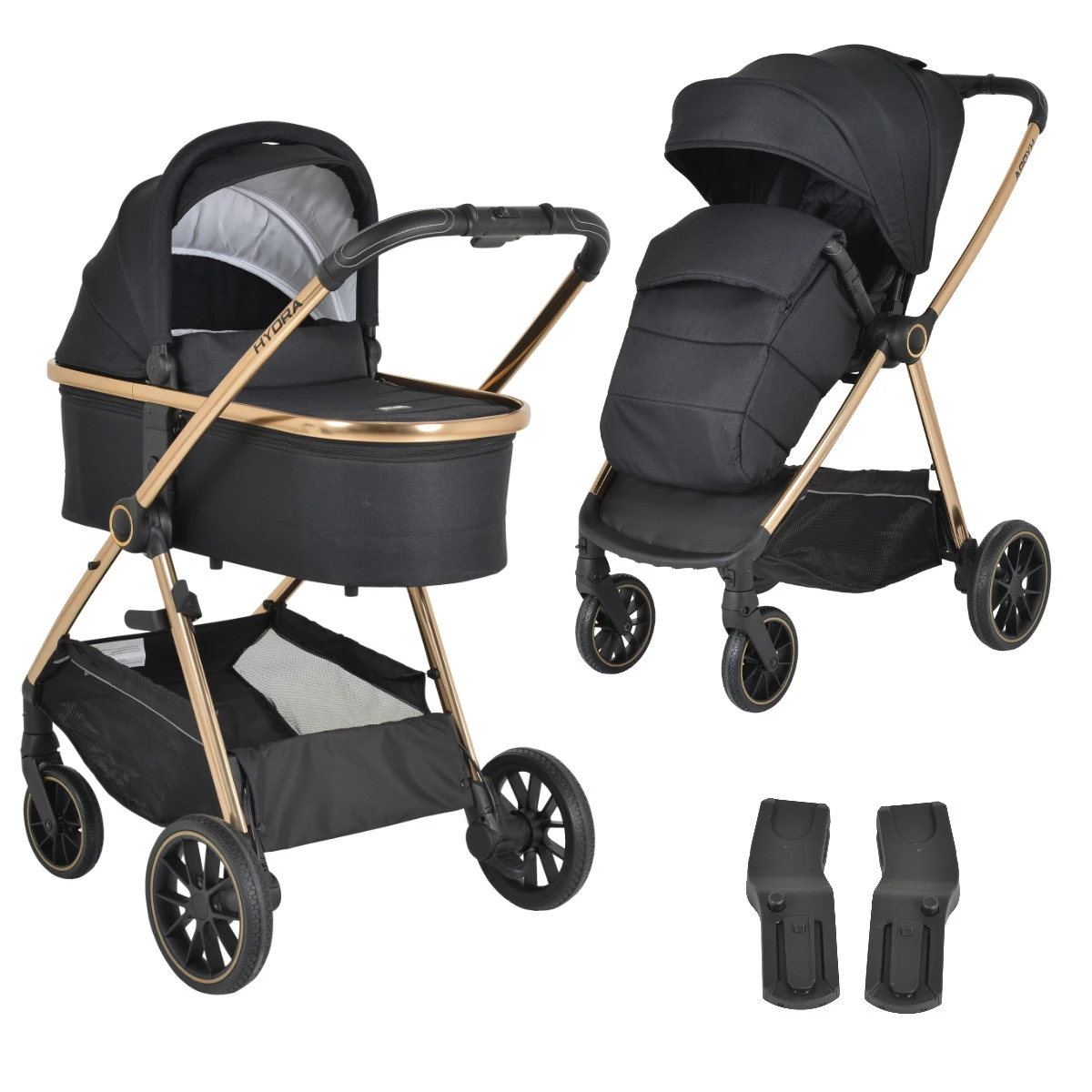 Cangaroo Hydra Black 2-in-1 Kinderwagen Incl. Adapter -Babyproducten Winkel cangaroo hydra black 2 in 1 kinderwagen incl. adapter 1