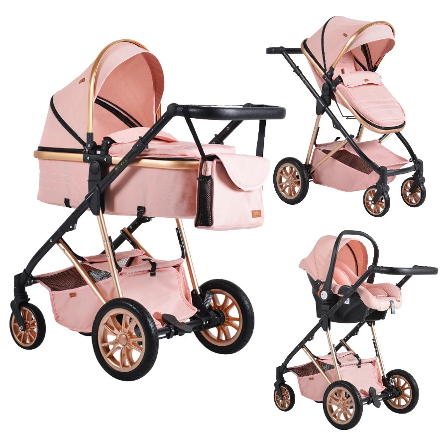 Cangaroo Midas Pink 3-in-1 Combi Kinderwagen Incl. Autostoel 3 Cangaroo Midas Pink 3-in-1 Combi Kinderwagen Incl. Autostoel