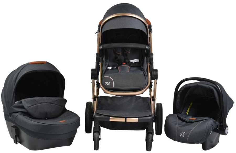 Cangaroo Polly Black 3-in-1 Combi Kinderwagen Incl. Autostoel 3 Cangaroo Polly Black 3-in-1 Combi Kinderwagen Incl. Autostoel
