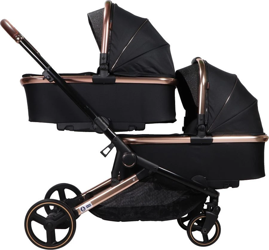 Ding Amigo Black/Rose Tweeling Kinderwagen Incl. 2 Autostoelen DI-191711