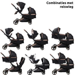 Ding Amigo Black/Rose Tweeling Kinderwagen Incl. 2 Autostoelen DI-191711 -Babyproducten Winkel ding amigo black rose tweeling kinderwagen incl. 2 autostoelen di 191711 6