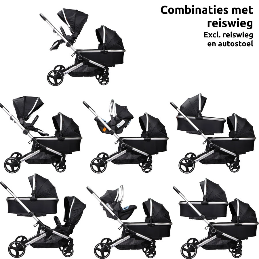 Ding Amigo Black/Silver Tandem Duowagen DI-191704 13 Ding Amigo Black/Silver Tandem Duowagen DI-191704 - Afbeelding 11