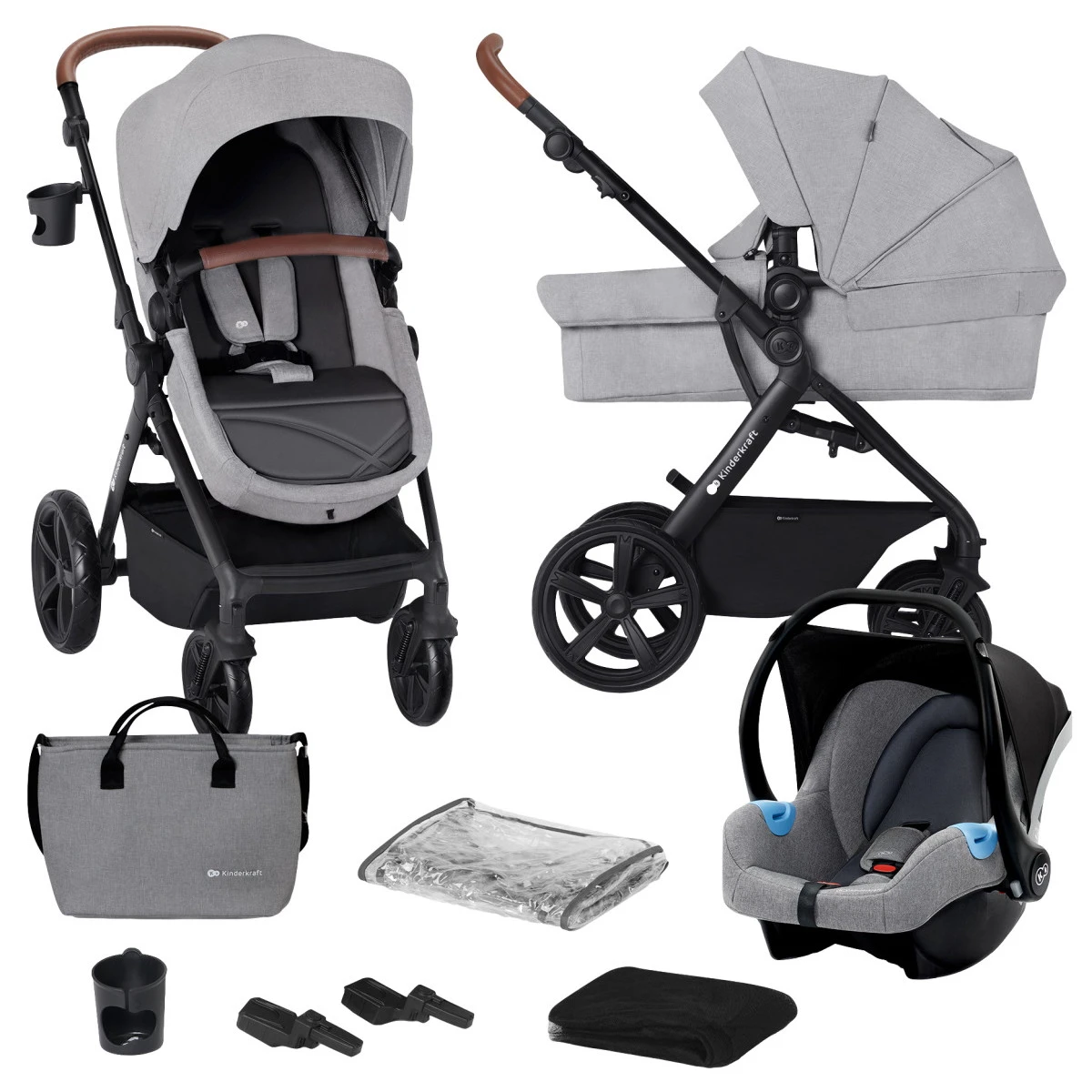 Kinderkraft A-Tour Light Grey 3-in-1 Kinderwagen Incl. Autostoel KSATOU00LGR3000 3 Kinderkraft A-Tour Light Grey 3-in-1 Kinderwagen Incl. Autostoel KSATOU00LGR3000