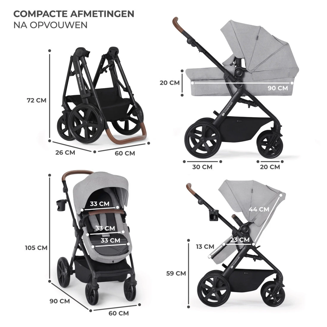 Kinderkraft A-Tour Light Grey 3-in-1 Kinderwagen Incl. Autostoel KSATOU00LGR3000 14 Kinderkraft A-Tour Light Grey 3-in-1 Kinderwagen Incl. Autostoel KSATOU00LGR3000 - Afbeelding 12