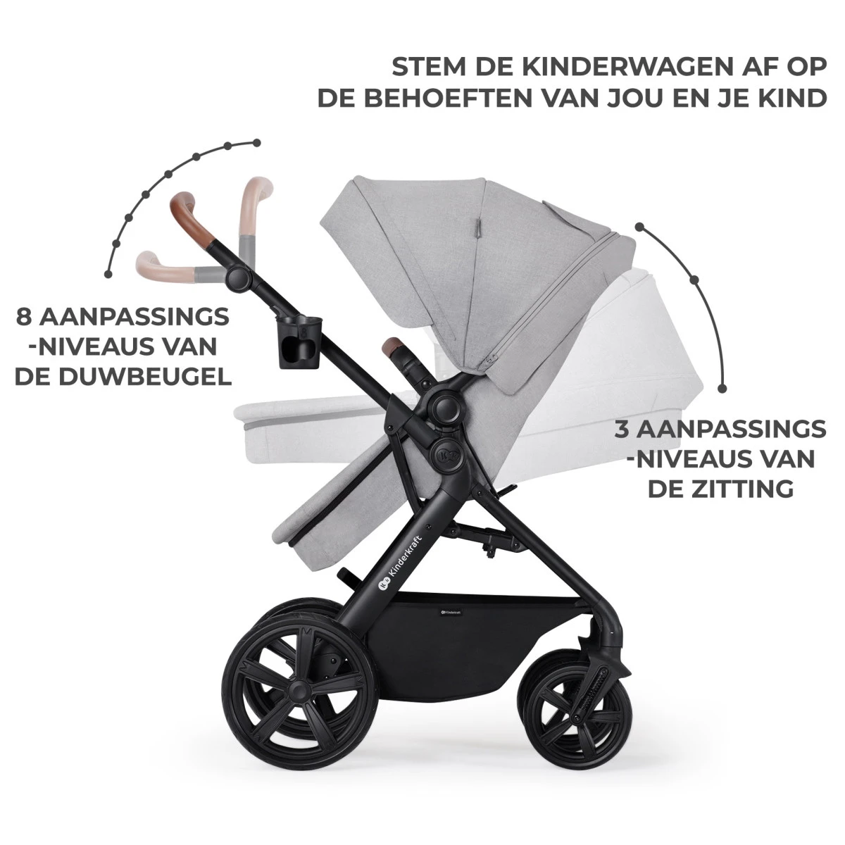 Kinderkraft A-Tour Light Grey 3-in-1 Kinderwagen Incl. Autostoel KSATOU00LGR3000 10 Kinderkraft A-Tour Light Grey 3-in-1 Kinderwagen Incl. Autostoel KSATOU00LGR3000 - Afbeelding 8