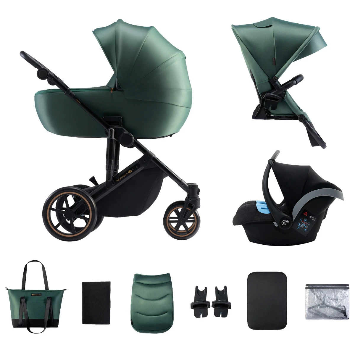 Kinderkraft Prime 2 Dark Green 3-in-1 Kinderwagen Incl. Autostoel KSPRIM02GRE3000