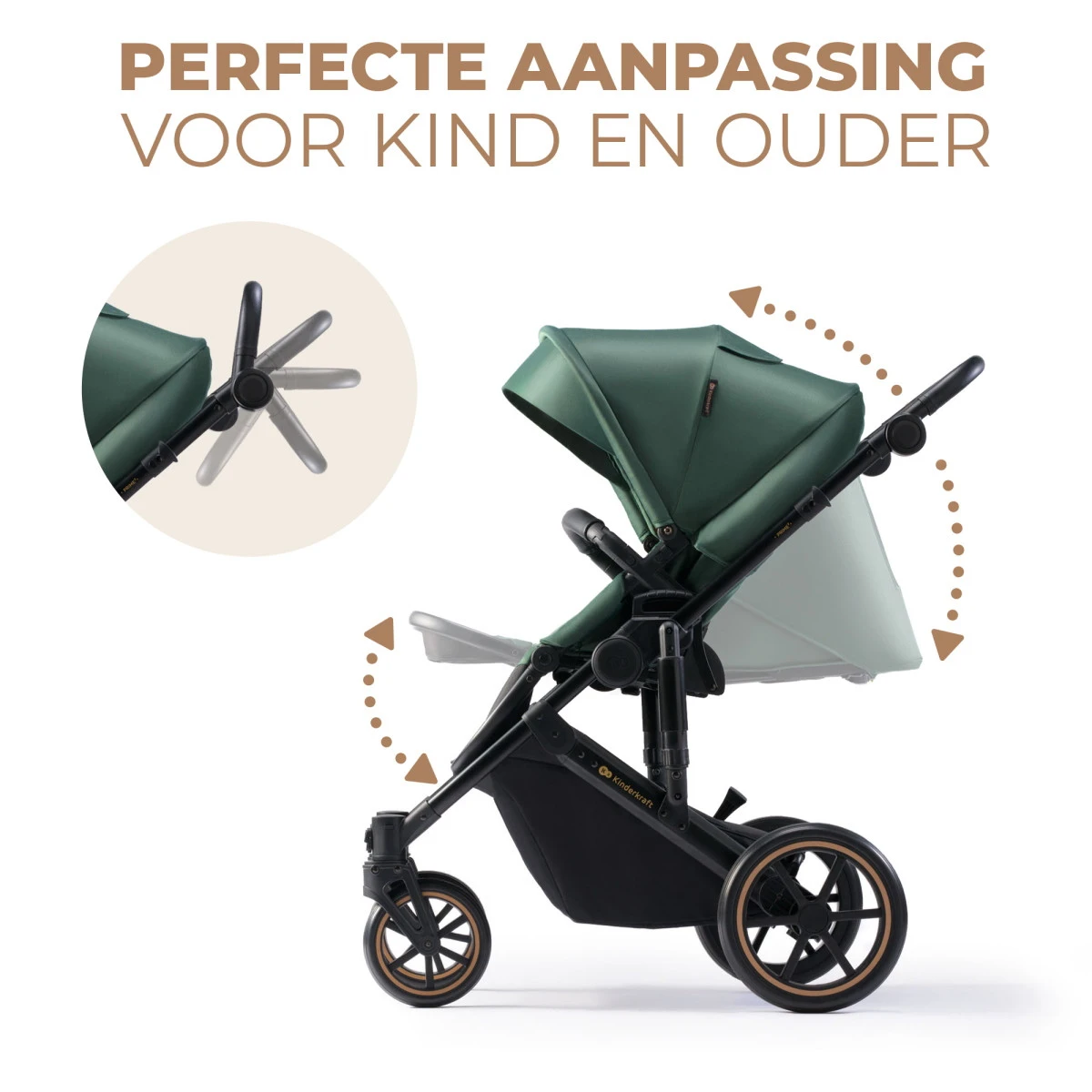 Kinderkraft Prime 2 Dark Green 3-in-1 Kinderwagen Incl. Autostoel KSPRIM02GRE3000 - Afbeelding 7