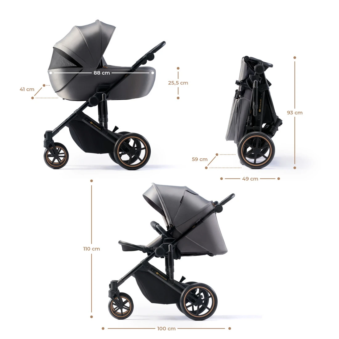Kinderkraft Prime 2 Shadow Grey 3-in-1 Kinderwagen Incl. Autostoel KSPRIM02GRY3000 - Afbeelding 9