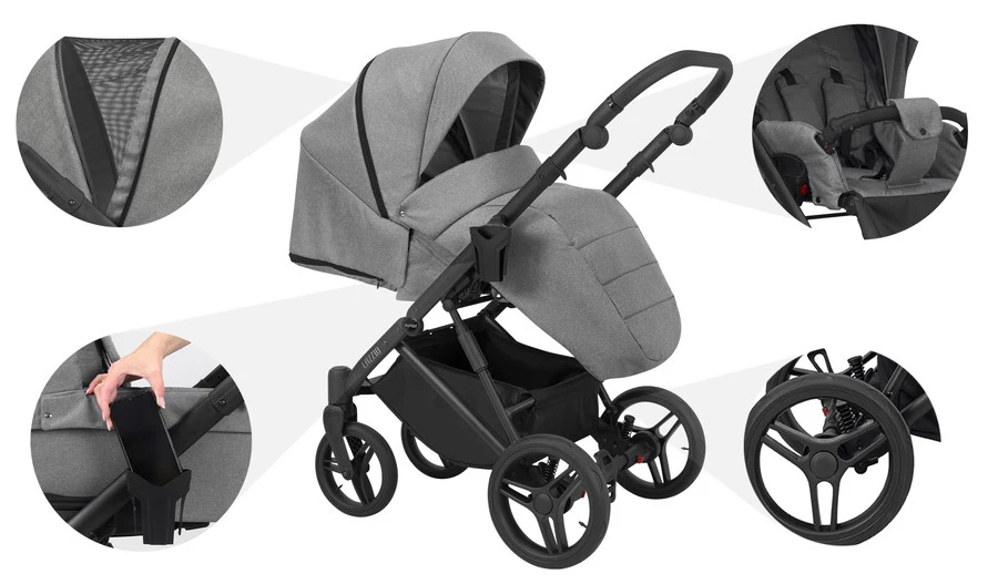 Kunert Lazzio Black Eco-Leather 2-in-1 Kinderwagen LAZ-11-BLACK 12 Kunert Lazzio Black Eco-Leather 2-in-1 Kinderwagen LAZ-11-BLACK - Afbeelding 10