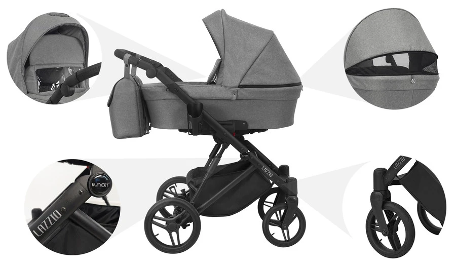 Kunert Lazzio Black Eco-Leather 2-in-1 Kinderwagen LAZ-11-BLACK 13 Kunert Lazzio Black Eco-Leather 2-in-1 Kinderwagen LAZ-11-BLACK - Afbeelding 11