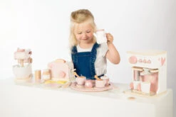 Label Label Roze Houten Espresso Machine LLWT-24883 -Babyproducten Winkel label label roze houten keukenaccessoires