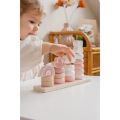 Label Label Roze Houten Stapelringen LLWT-25262 -Babyproducten Winkel label label roze houten stapelringen llwt 25262