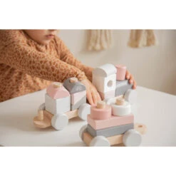Label Label Roze Houten Speelgoed Trein LLWT-25163 -Babyproducten Winkel llwt 25163 5420067925163 stacking train pink 03