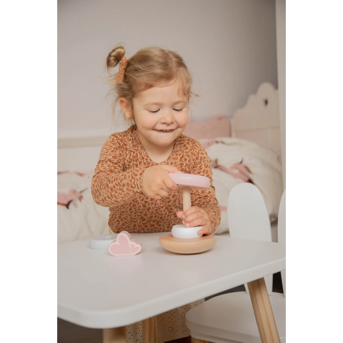 Label Label Roze Houten Tuimelring Piramide LLWT-25224 6 Label Label Roze Houten Tuimelring Piramide LLWT-25224 - Afbeelding 4