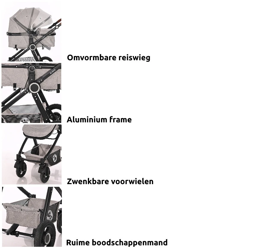 Lorelli Alexa Pearl Beige 3-in-1 Combi Kinderwagen Incl. Autostoel 1002129-2182D 16 Lorelli Alexa Pearl Beige 3-in-1 Combi Kinderwagen Incl. Autostoel 1002129-2182D - Afbeelding 14