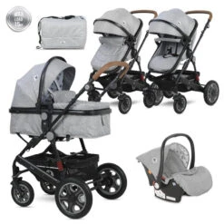 Lorelli Lora Cool Grey Elephants 3-in-1 Combi Kinderwagen Incl. Autostoel 1002128-2123D -Babyproducten Winkel lorelli lora cool grey elephants 3 in 1 2