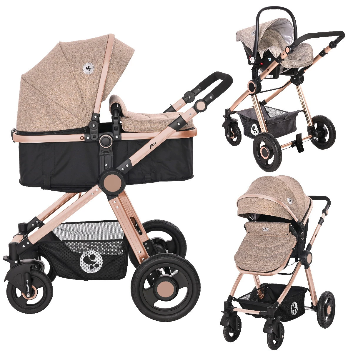 Lorelli Alexa Pearl Beige 3-in-1 Combi Kinderwagen Incl. Autostoel 1002129-2182D 3 Lorelli Alexa Pearl Beige 3-in-1 Combi Kinderwagen Incl. Autostoel 1002129-2182D