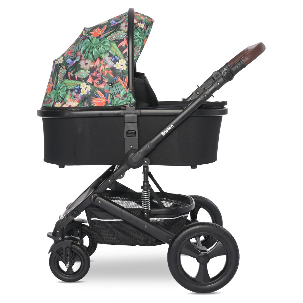 Lorelli Boston Tropical Flowers Black 3-in-1 Kinderwagen Incl. Comet Autostoel 5 Lorelli Boston Tropical Flowers Black 3-in-1 Kinderwagen Incl. Comet Autostoel - Afbeelding 3