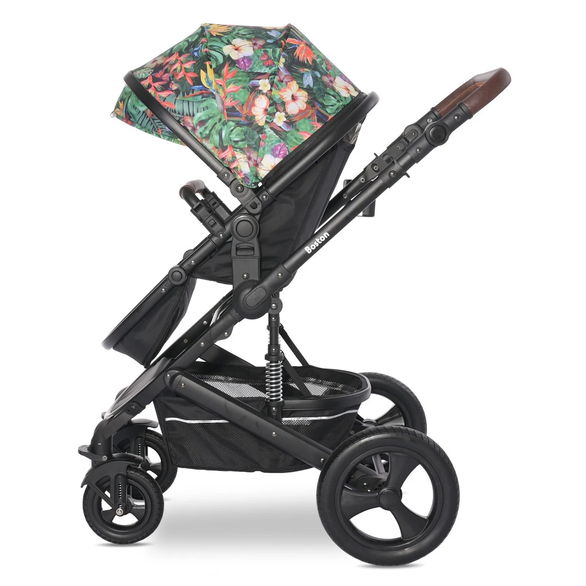 Lorelli Boston Tropical Flowers Black 3-in-1 Kinderwagen Incl. Comet Autostoel 11 Lorelli Boston Tropical Flowers Black 3-in-1 Kinderwagen Incl. Comet Autostoel - Afbeelding 9
