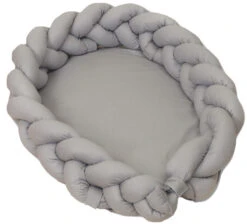 MamaLoes Amy Pure Grijs 2-in-1 Babynest En Braided Bedbumper 80661 -Babyproducten Winkel mamaloes amy pure grijs 2 in 1 babynest en braided bedbumper 80661