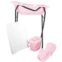 MamaLoes Badstandaard Zwart DM-029b -Babyproducten Winkel mamaloes badset lichtroze met zwarte badstandaard 1 1