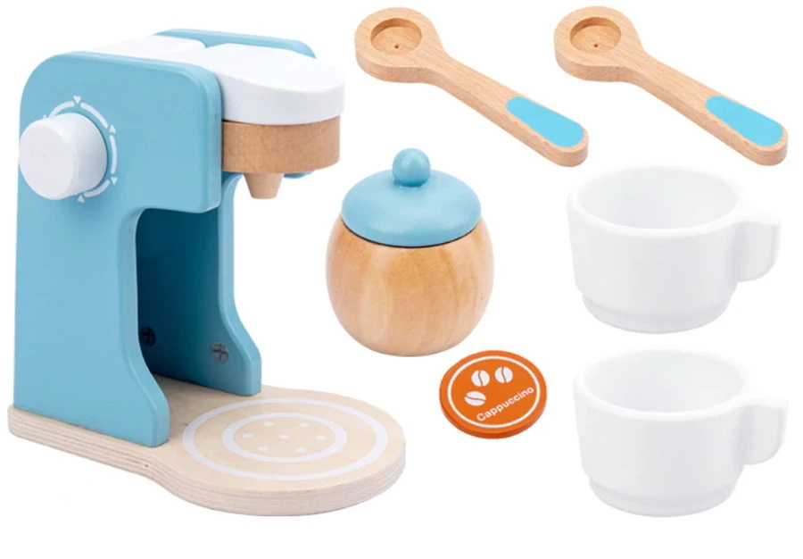 Eco Toys Blauw Houten Koffiezetapparaat HC493384 3 Eco Toys Blauw Houten Koffiezetapparaat HC493384