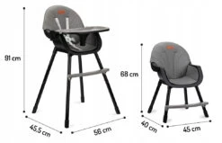 Momi Flovi Black/Grey 2-in-1 Kinderstoel KRKA00018 -Babyproducten Winkel momi flovi afmetingen