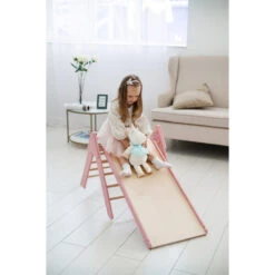 Luna Toys Roze Houten Klimrek Met Glijbaan LU-36974 -Babyproducten Winkel pink 4